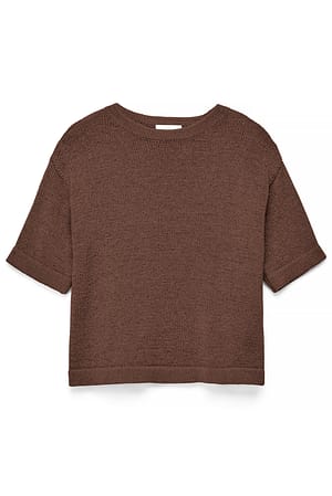 Brown Kortärmad stickad tröja