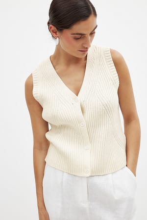 Offwhite Strikket ærmeløs top