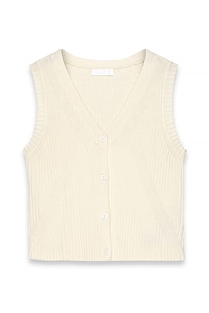 Offwhite ärmelloses Strickoberteil