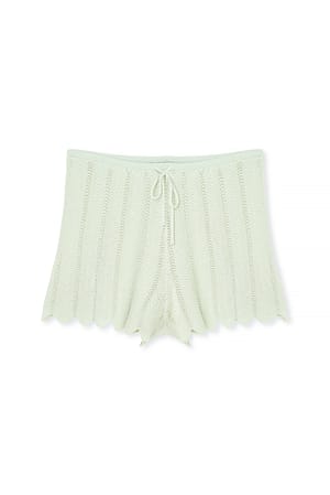 Light Green Strickshorts mit Wirbelmuster