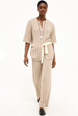 Beige Gebreide broek