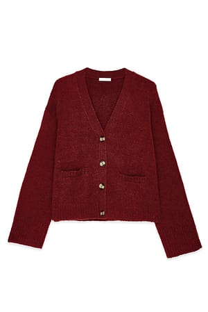 Burgundy Strick-Cardigan aus Wollmischung