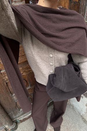Beige Melange Gebreid vest van wolmix