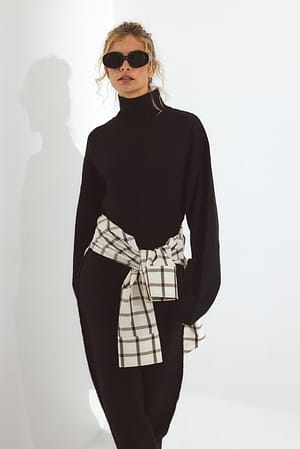 Black Vestido midi de punto de mezcla de lana con silueta escultural
