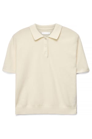 Offwhite Knitted Wool Short Sleeve Top