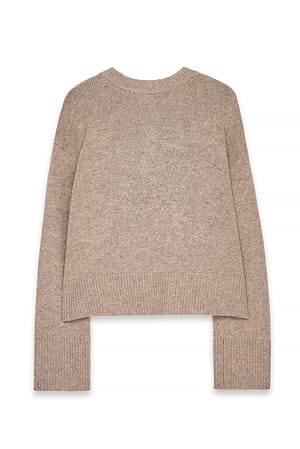 Beige Strikket sweater i uld