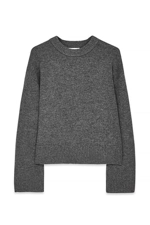 Dark Grey Strikket genser i ull