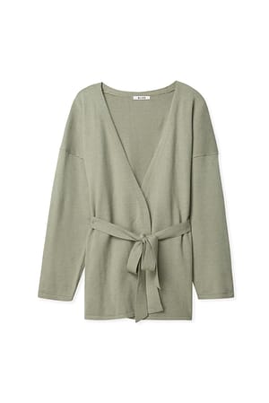 Green Knitted Wrap Cardigan