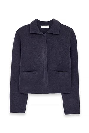 Navy Strick-Cardigan mit Reißverschluss