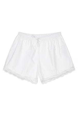 White Short à détails en dentelle