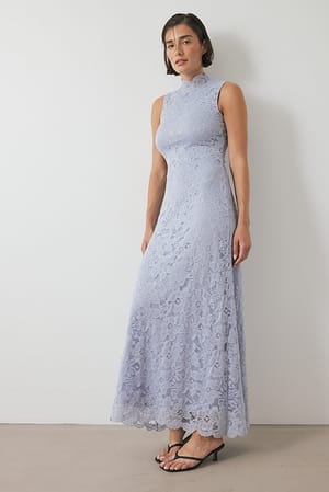 Light Blue Vestido maxi de encaje