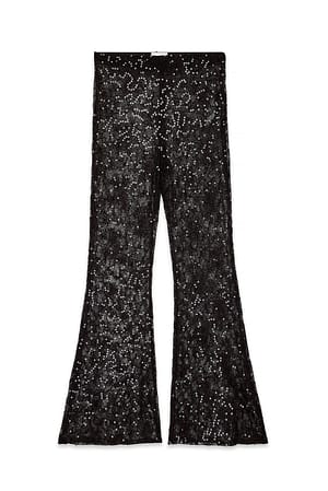 Brown Lace Sequin Trousers