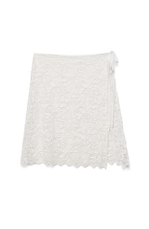 Offwhite Minifalda de encaje con lazo
