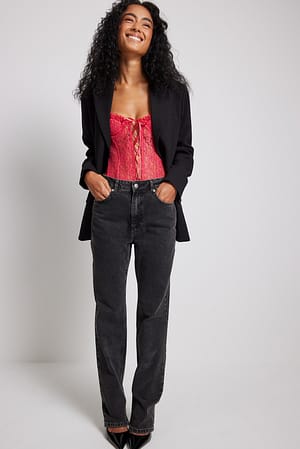 Red Lace Up Front Corset