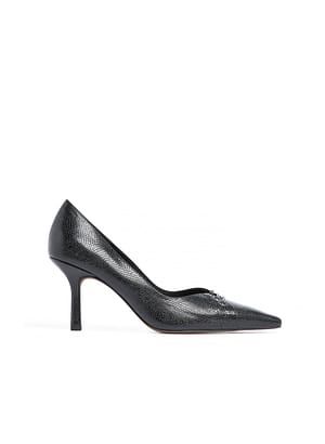 Black Høyhælte slingbacksko med snøredetaljer