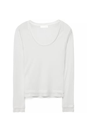 White Langärmeliges Jersey-Top zum Schichten
