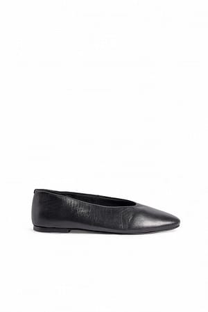 Black Ballerinasko i skinn