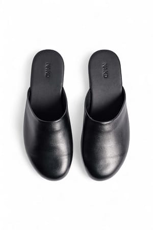 Black Leather Slip Ons