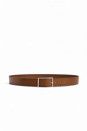 DK Brown Cinturón de cuero con hebilla cuadrada