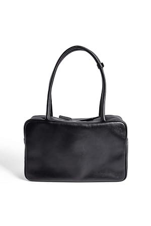 Black Leather Squared Tote