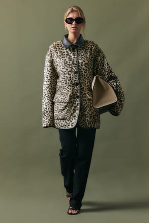 Animal Print Leo Short Faux Fur Jacket