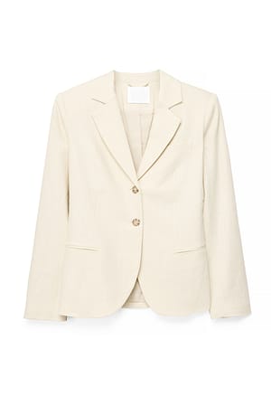 Sand taillierter Blazer aus Leinenmischung