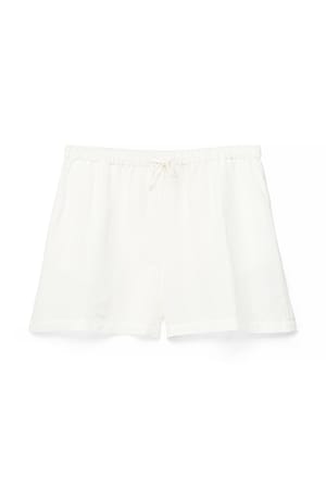 White Linen Blend Mini Shorts