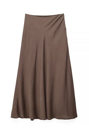 Brown Falda maxi evasé de mezcla de lino y lyocell