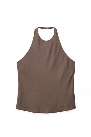 Brown Top de lino y lyocell con cuello halter