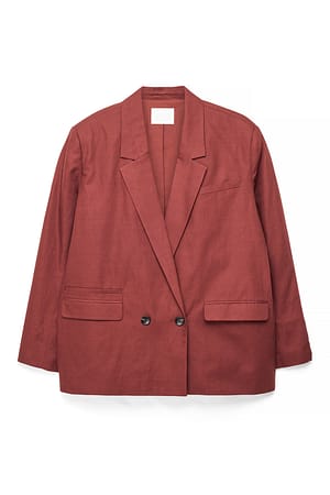 Dark Red Maxi-Oversize-Blazer aus Leinenmischung