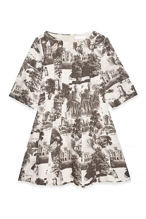 Print Minikleid aus Leinenmischung mit Nahtdetail
