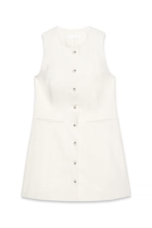 Cream Linen Blend Vest Mini Dress