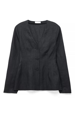 Black Sanduhr-Bluse aus Leinen