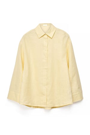 Light Yellow Linnen overhemd met wijde mouwen