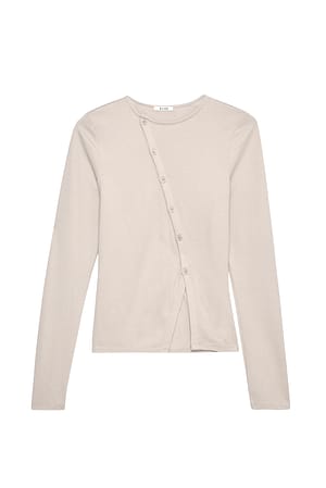 Beige Langærmet top med knapper