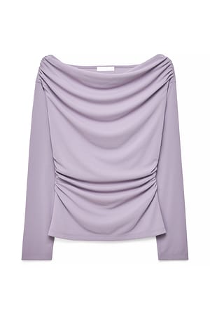 Lilac Drapert topp i jersey med lange ermer