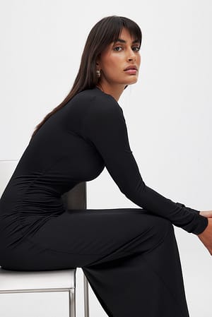 Black Langarm-Maxikleid