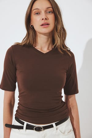 Brown Longer Sleeved T-Shirt