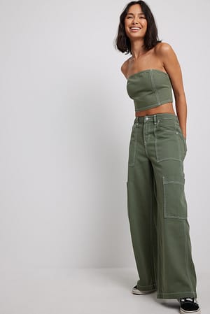 Green Loose Cargo Denim