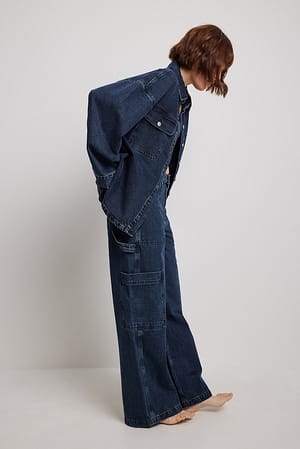 Dark Blue Loose Cargo Denim