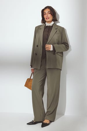 Dark Olive Low Waist Suit Pants