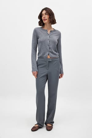 Mid Grey Low Waist Suit Pants