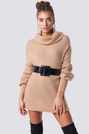 Beige Puff Sleeve Sweater