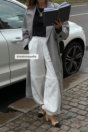 White Oversized Pocket Detail Trousers