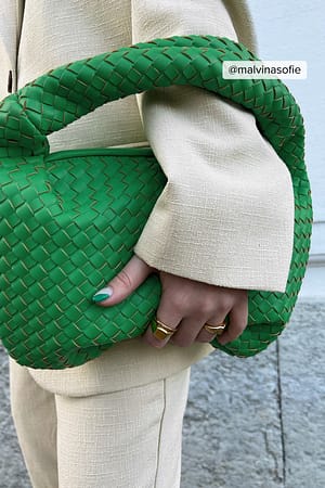 Strong Green Woven Rounded Bag
