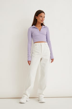 White Organische Jeans mit lockerer Passform