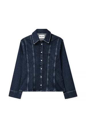 Dark Blue Denimskjorte med mærket talje