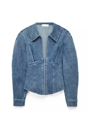 Blue Marked Waist Denim Top
