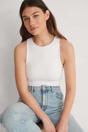 White Hög Krage Bodysuit