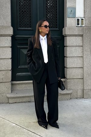 Black Stripe Americana de espiga oversize de doble botonadura